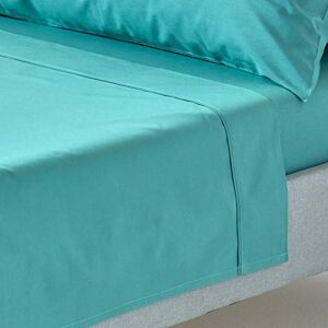 HOMESCAPES Teal Pure Egyptian Cotton Flat Sheet Double 200 TC 400 Thread Count Equivalent Bed Sheet