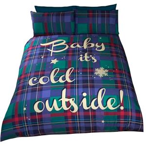 Rapport Home Baby It's Cold Outside Tartan Checked Quilt Duvet Cover and 2 Pillowcase Bedding Bed Set, Blue, Double