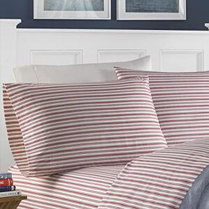 Nautica - Full Sheet Set, Cotton Percale Bedding Set, Crisp & Cool, Lightweight & Breathable (Coleridge Red, Full)