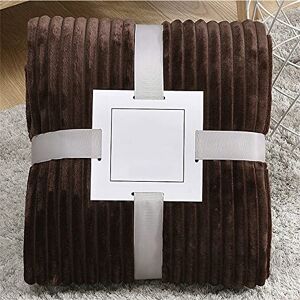 ENEN Ribbed Cord Faux Throw Blanket Fur Coral Fleece Sofa Bed Throwover Soft Touch Blanket Stripe Flannel blanket for Sofa Bed Office Use (100x150cm,Brown)