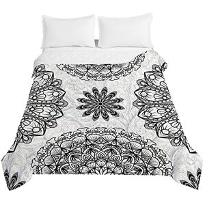 Oduo Quilted Bedspread Throw Soft Microfiber Lightweight Coverlet Quilt, Mandala Print Quilted Coverlets Comforter Sofa Bed Cover Bedding for Double King (Flower vine,100x150cm)