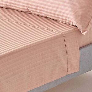 HOMESCAPES Taupe Brown Pure Egyptian Cotton Flat Sheet Double 330 TC 500 Thread Count Equivalent Satin Stripe Bed Sheet