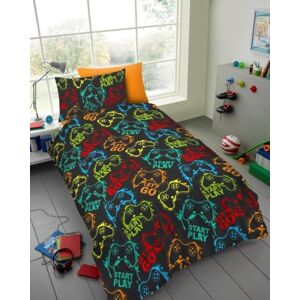 Lions Kids Gamer Bedding Set, Soft 100% Microfibre Polyester, Single Bed Size Duvet Covers with Matching Pillow Case, Quilt Cover for Boys Girls, 137x200cm