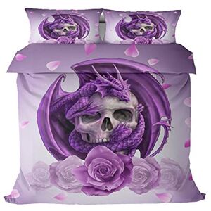 Sticker Superb. Sugar Skull Gothic Skeleton Black Duvet Cover Set Duvet Cover with Pillowcase, Halloween Floral Skull Dragon Boy Man Home Bedding Set Microfiber Polyester (Purple, Single 135x200cm)