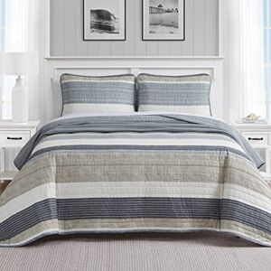 Nautica Cotton Reversible Bedding with Matching Shams, Home Decor for All Seasons, Ridgeport Beige, Twin