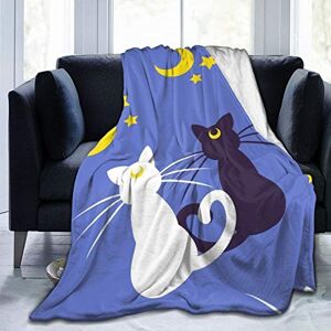 TOBEEY Throw Blanket Skin-Friendly Home Blanket Flannel Fleece All Season Breathable Office Travel Blankets, Sailor Moon Moon Kitties, 40x50 Inches