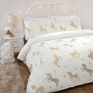 Sleepdown Foil Flannel Unicorn Fleece Bedding Set