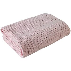 E&a Distribution Limited Baby Extra Soft Pram/Travel/Moses Basket Cellular Blanket 100% Cotton (Pink)