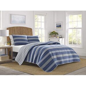 Nautica Quilt Set-100, Reversible, All Season Bedding with Matching Sham, Pre-Washed for Added Softness, Cotton, Blue, Twin
