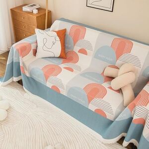 FANSU Throw for Sofa Large 1/2/3/4 Seater, Printed Soft Throw Blanket Sofa Reversible Versatile Blanket Throw Lightweight Decorative Blanket for Chair Settees Couch Sofa Bed (Orange,90x180cm)