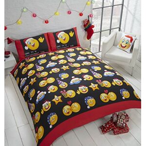 Rapport Home Rapport Single Quilt Duvet Cover and Pillowcase Bed Set, 2 pieces, Festive Xmas Social Media Icons, Polyester-Cotton, Multi-Colour, 12397677