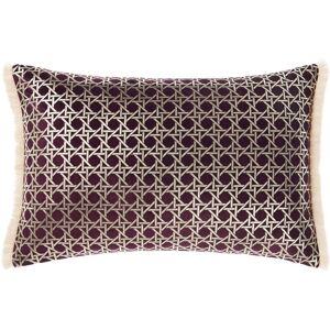 Linen House Taira Fringed Geometric Cushion Cover - Red Cotton - One Size