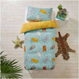 Little Furn Wild Friends Duvet Cover Set - Teal Cotton - Size Toddler