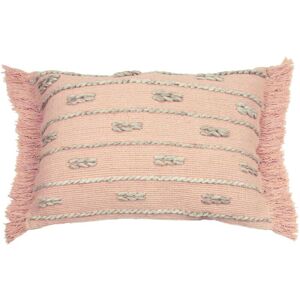 Furn. Sigrid Fringed Scandi Recycled Yarn Cushion Cover - Blush Cotton - One Size