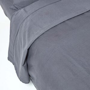 Homescapes Dark Grey Linen Flat Sheet, Single