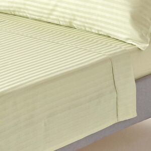 Homescapes Sage Green Egyptian Cotton Satin Stripe Flat Sheet 330 TC, Double