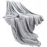 VENEKA Throw Blanket Pom Pom Blankets,Throw Blanket (Grey, 50 x 60Inch)