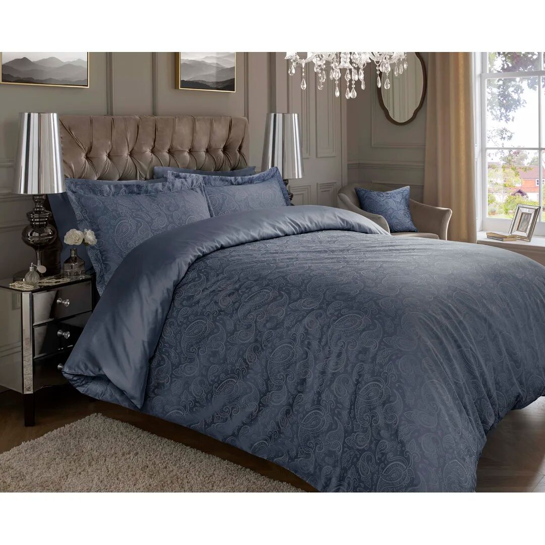Photos - Bed Mercer41 Staten Cotton Rich Duvet Cover Set blue Double - 2 Standard Pillo