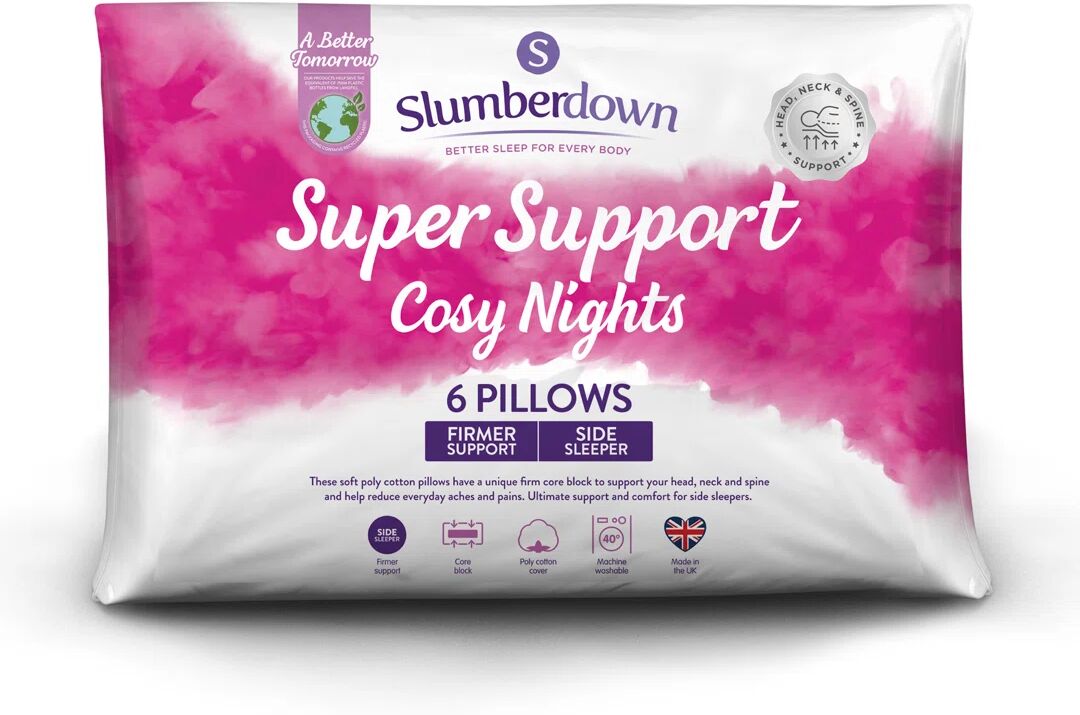 Slumberdown Super Support Cosy Nights Firm Side Sleeper Pillow 48.0 H x 74.0 W x 10.0 D cm