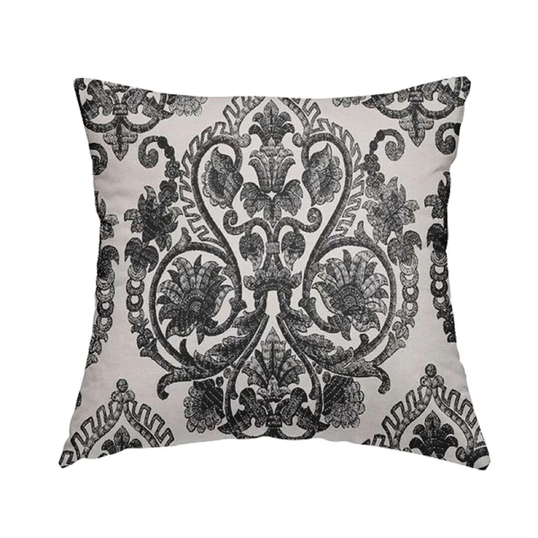 Photos - Pillow Rosalind Wheeler Rushden Damask Cushion with Filling black 43.0 H x 43.0 W