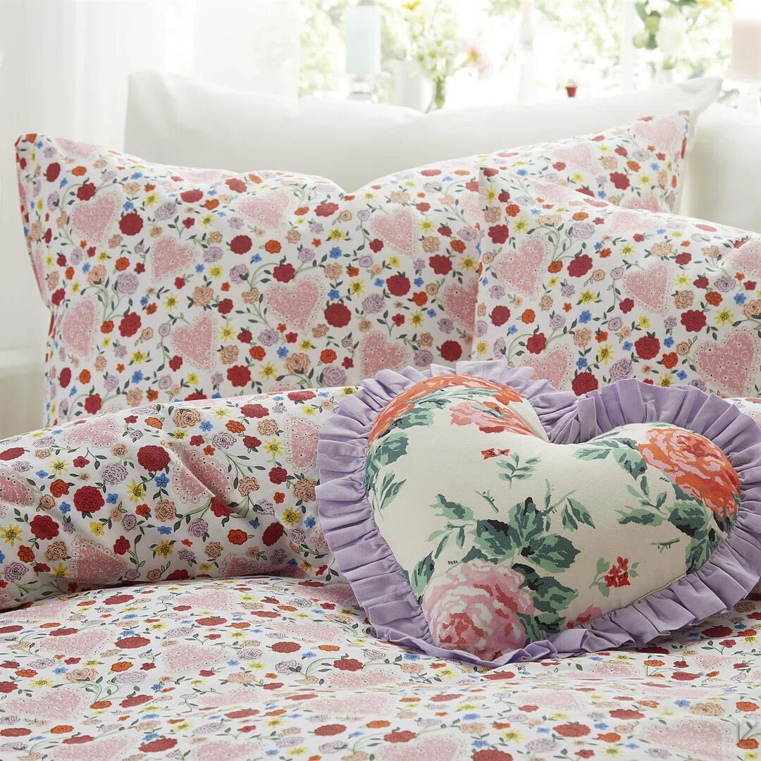 Photos - Bed Cath Kidston Floral Frill Pink/Red/Green Double - 2 Standard Pillowcases 