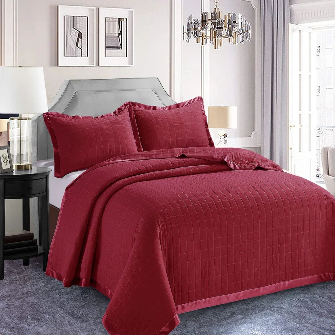 Photos - Bed Ebern Designs Gaila Bedspread Set with Pillow Sham red 240 W x 250 cm