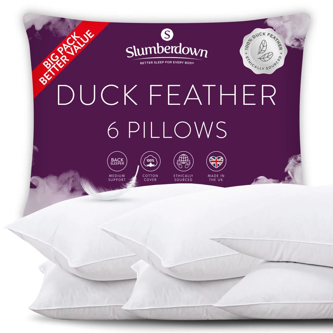 Photos - Pillow Feather Slumberdown Duck  Medium Support Back Sleeper  white 48.0 H x 