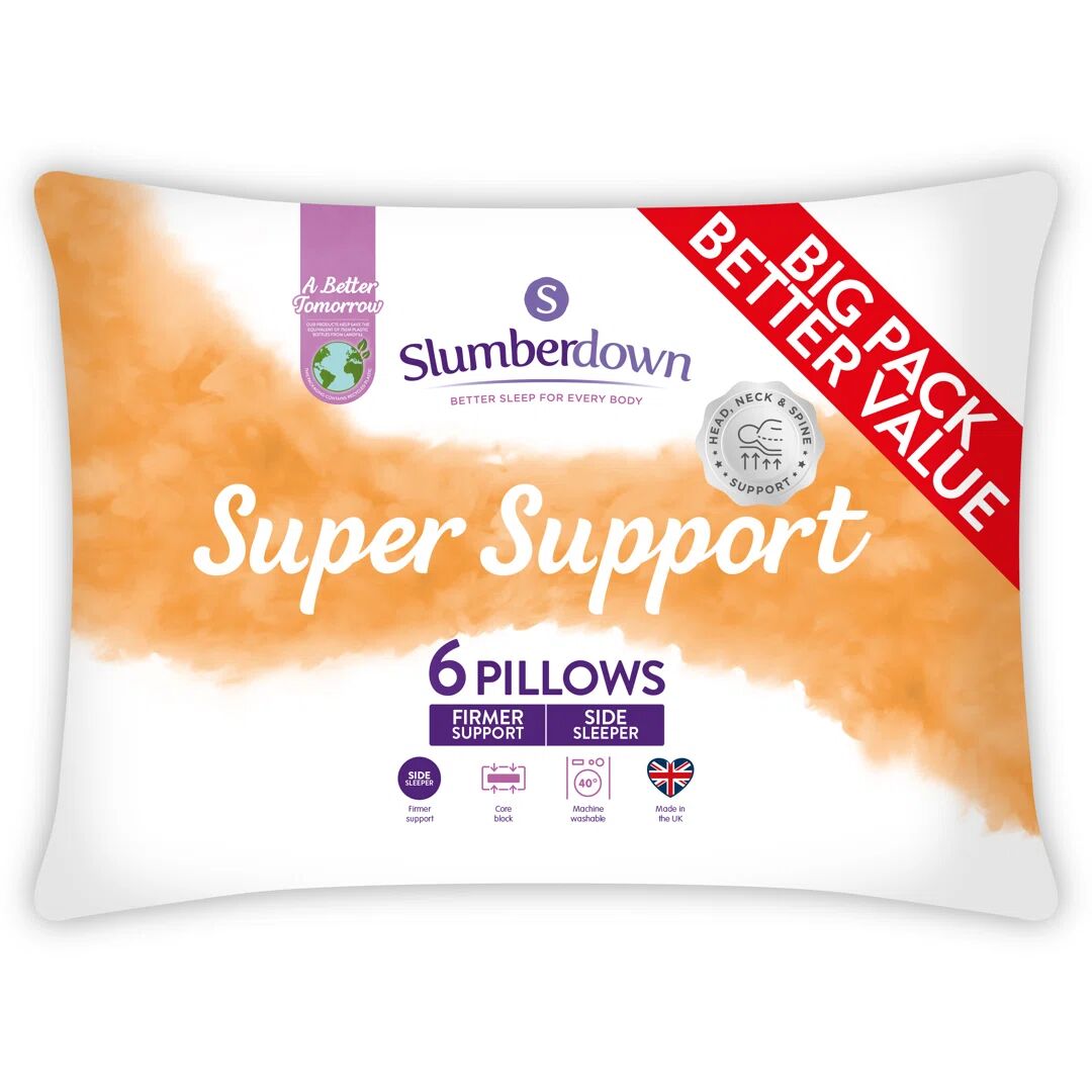 Slumberdown Super Support Firm Side Sleeper Bed Pillows for Neck and Shoulder Pain Relief 48x74cm white 48.0 H x 74.0 W cm