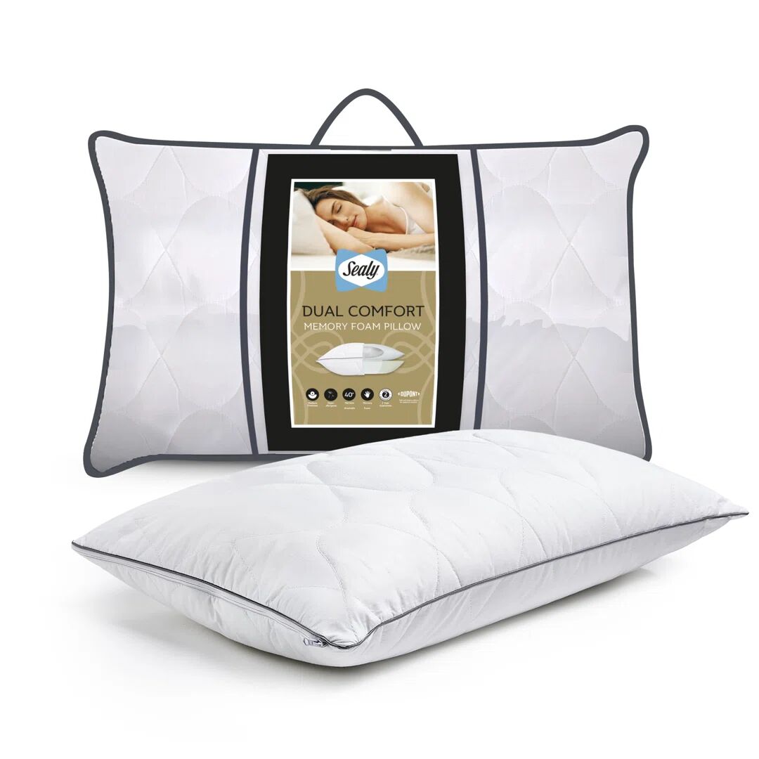 Photos - Pillow Sealy UK Sealy Dual Comfort Memory Foam  2 Pack white 45.0 H x 68.0