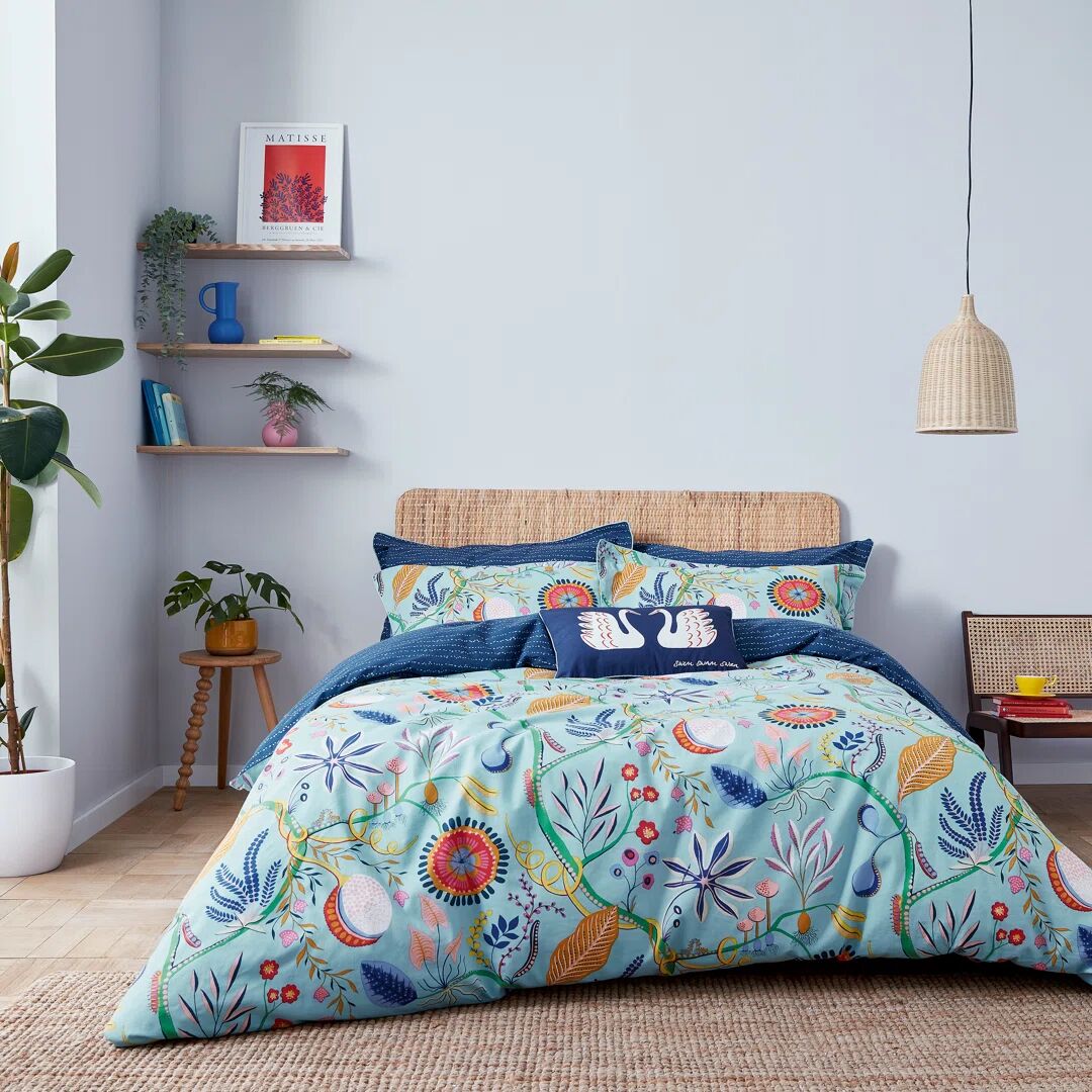Photos - Bed Linen Scion Jackfruit & The Beanstalk Cotton Cover Set Sky blue Super King 