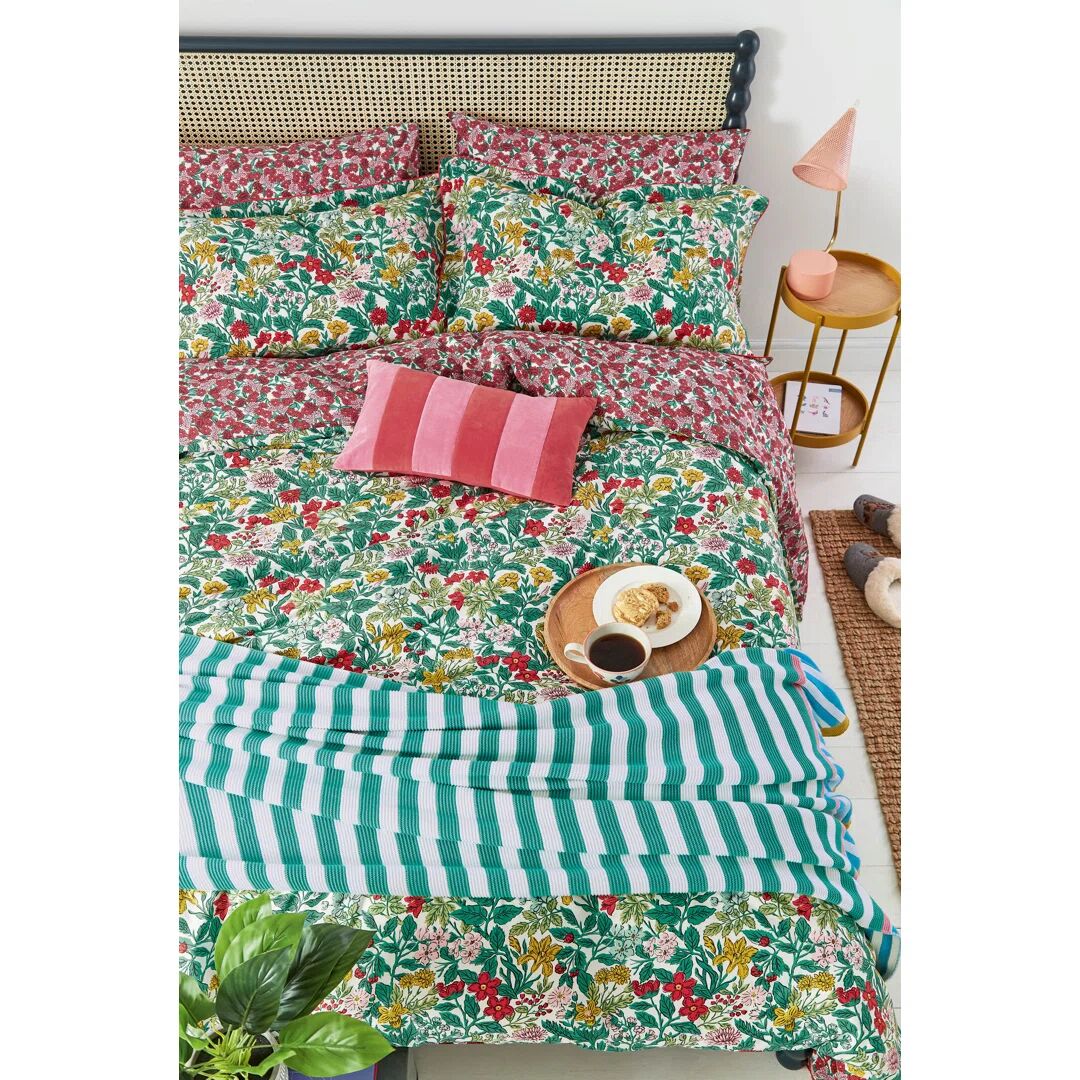 Photos - Bed Linen Joules 100 BCI Cotton Percale Duvet Set green Double - 2 Pillowcase (48 x 