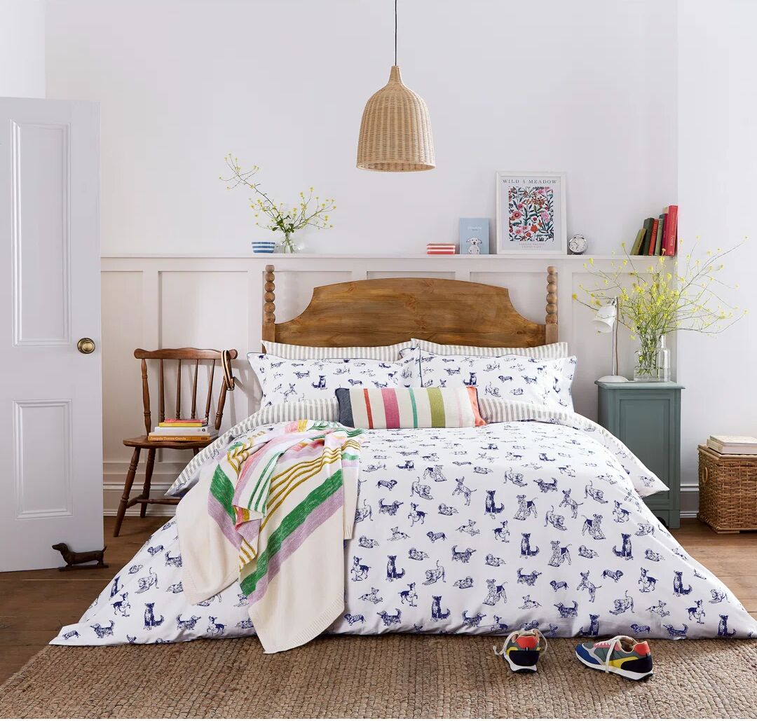 Photos - Bed Joules Purple/White 18TC Modern & Contemporary Duvet Cover Set Kingsize  