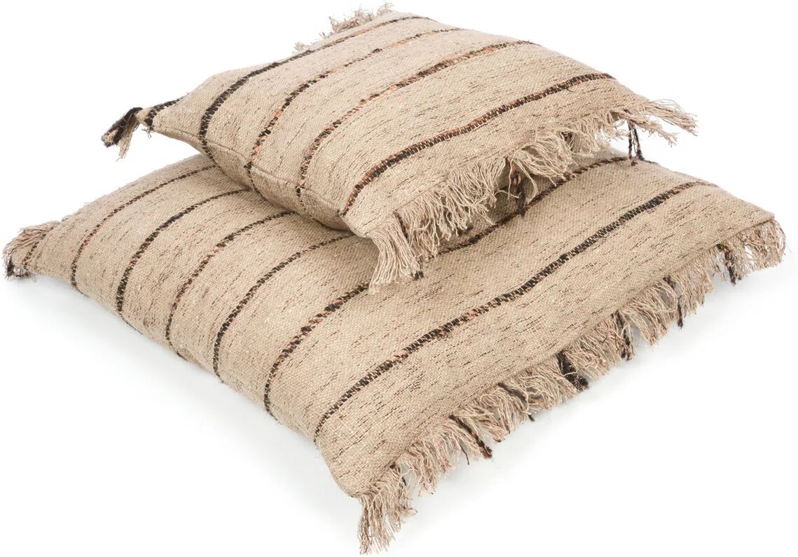 BazarBizar Beige Oh Em Gee Cotton Cushion - Beige Black / 60cm x 60cm