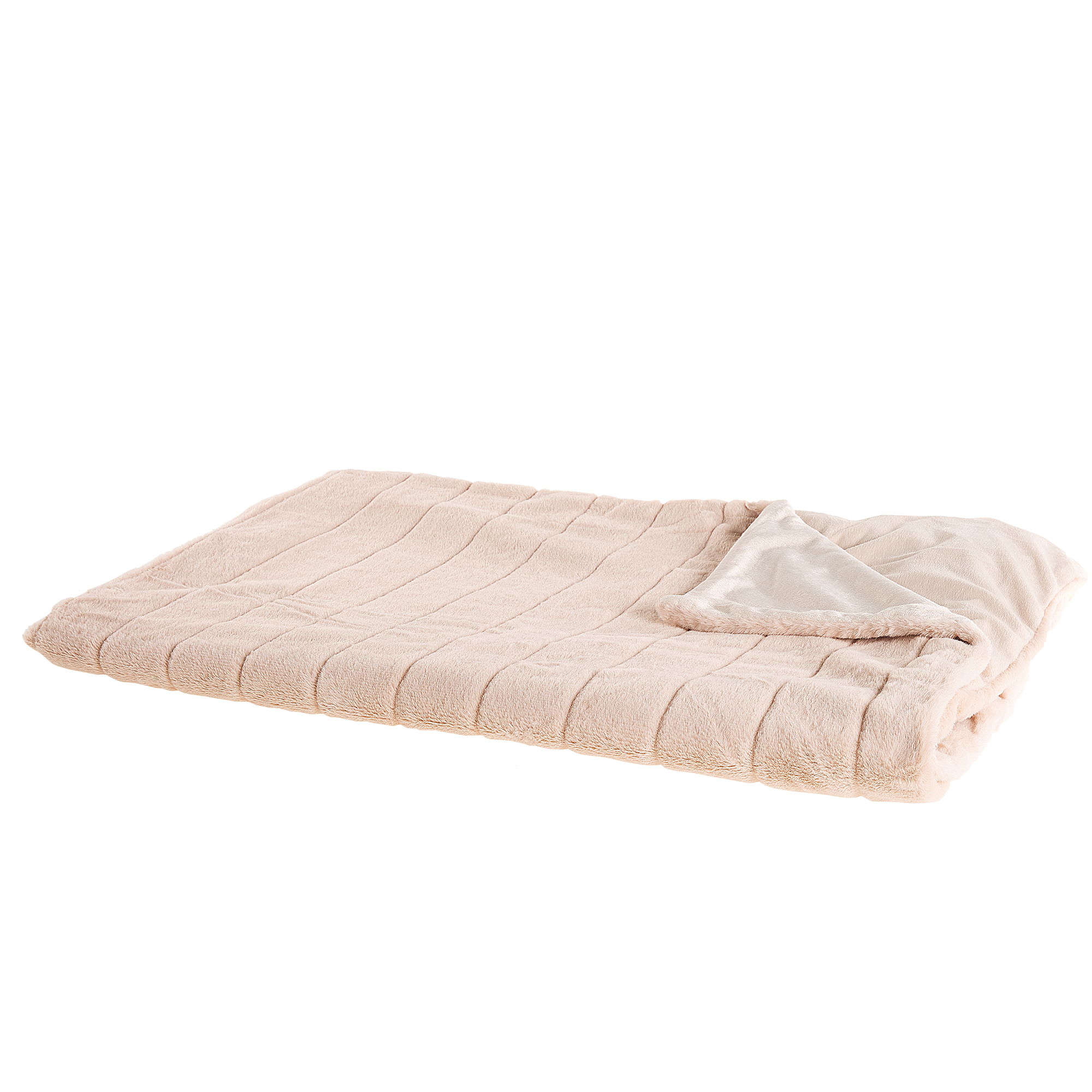 Beliani Blanket Pink Polyester Fabric 150 x 200 cm Bed Throw Minimalist Living Room Decoration