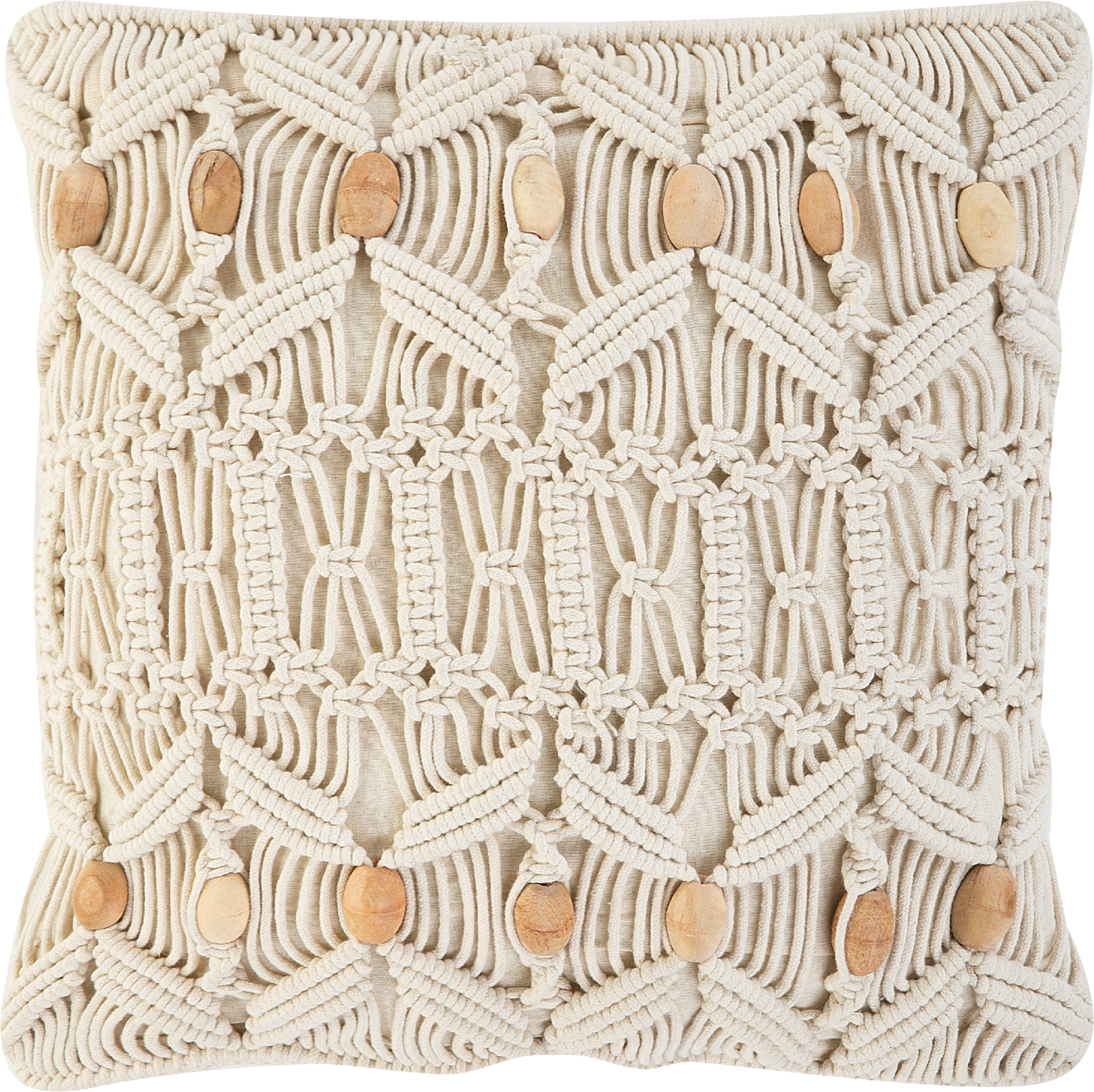 Beliani Decorative Cushion Beige Cotton Macramé 45 x 45 cm Rope Boho Retro Decor Accessories