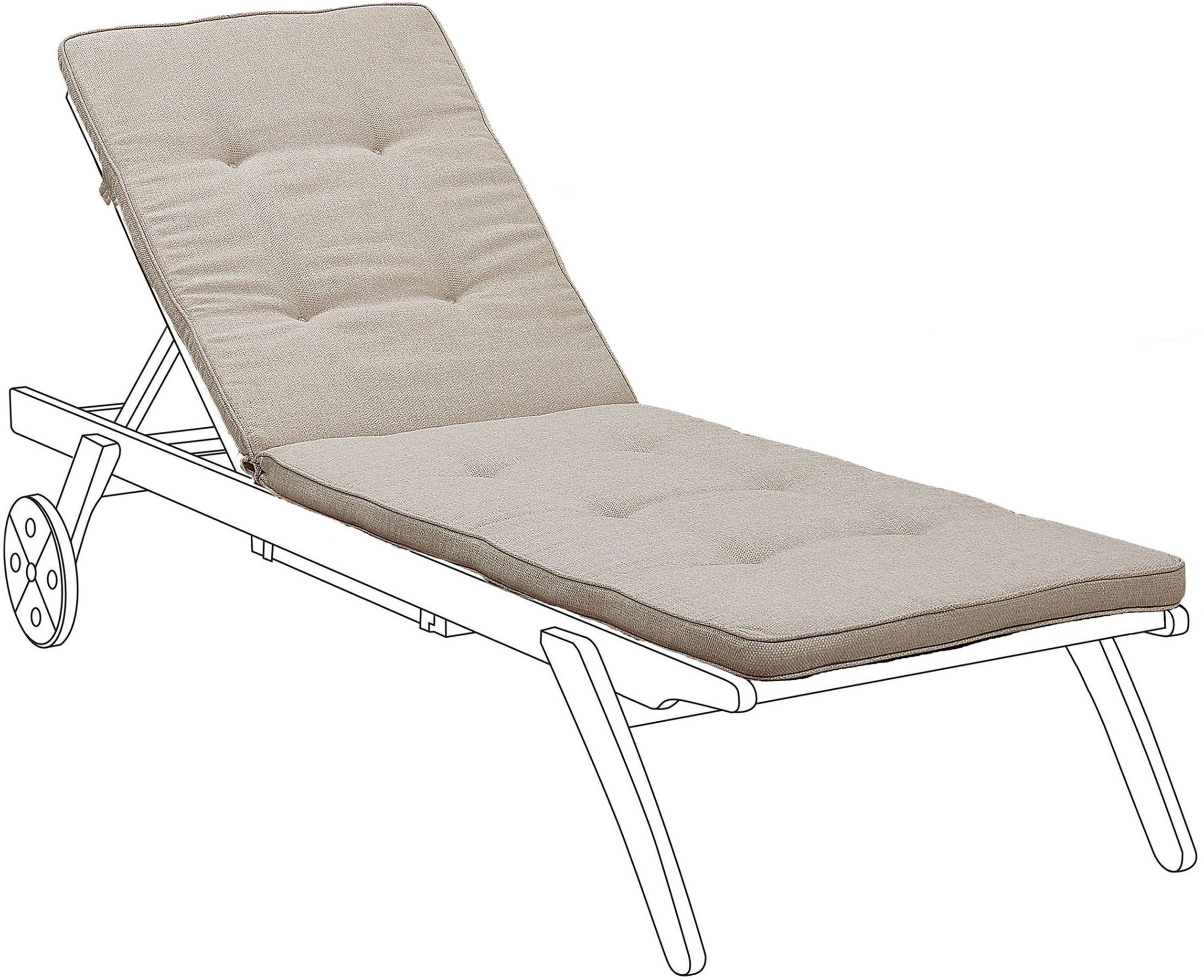 Beliani Garden Sun Lounger Cushion Sand Beige 192 x 56 cm with Straps Tufted Modern Deisgn