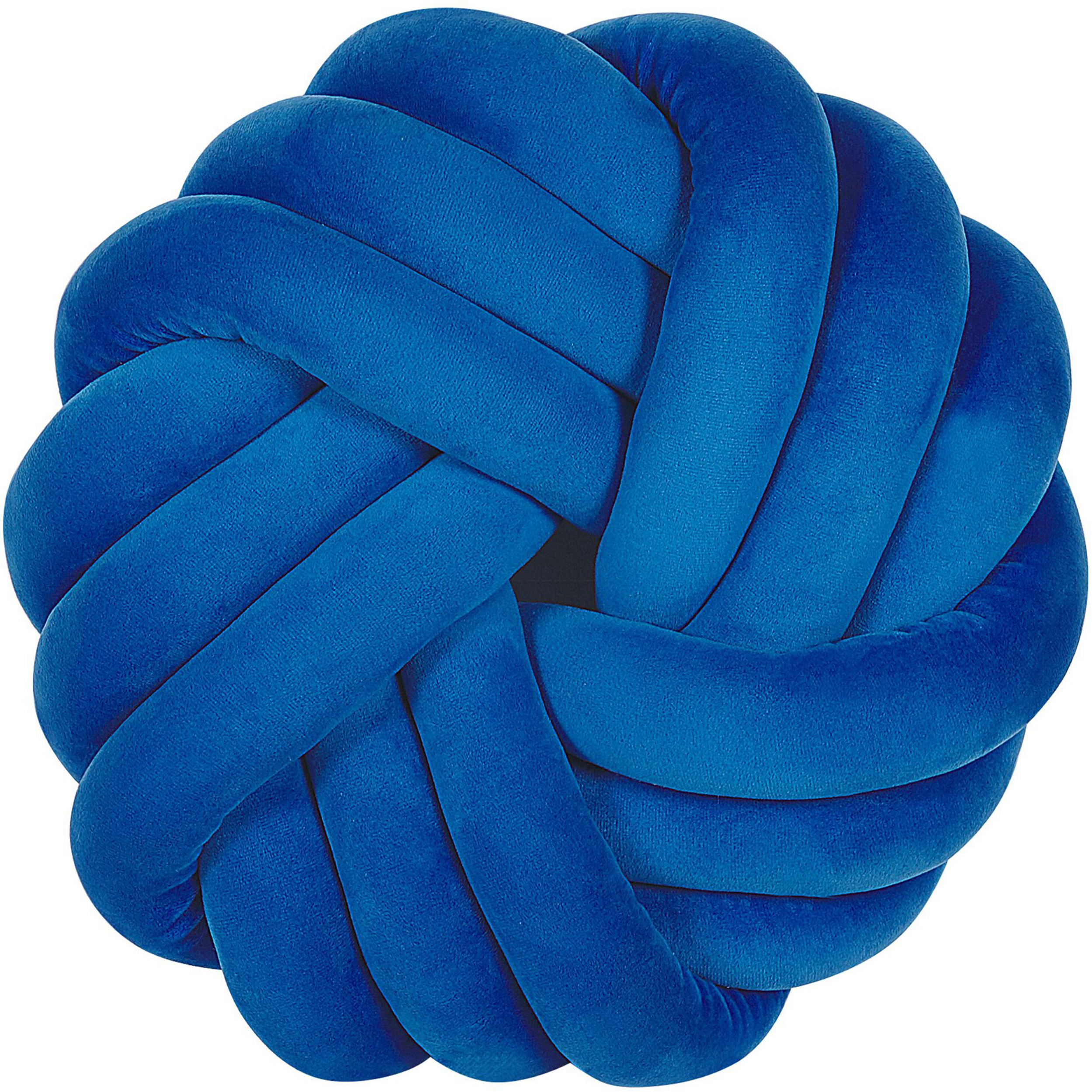 Beliani Knot Cushion Blue Velvet 30 x 30 cm Tied-Up Plushy Decorative Modern