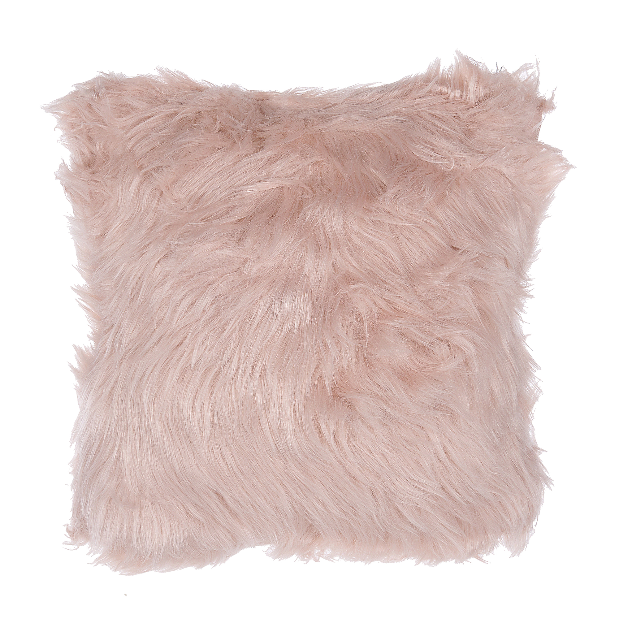 Beliani Decorative Cushion Pink Faux Fur Shaggy 42 x 42 cm One Sided Decor Accessories