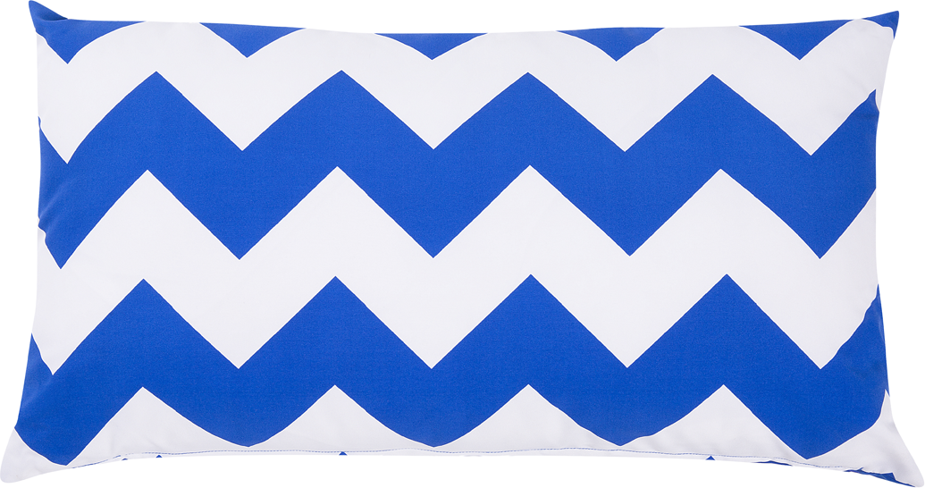 Beliani Garden Cushion Blue and White Fabric 70 x 40 cm Zigzag Pattern Decorative Throw Cushion