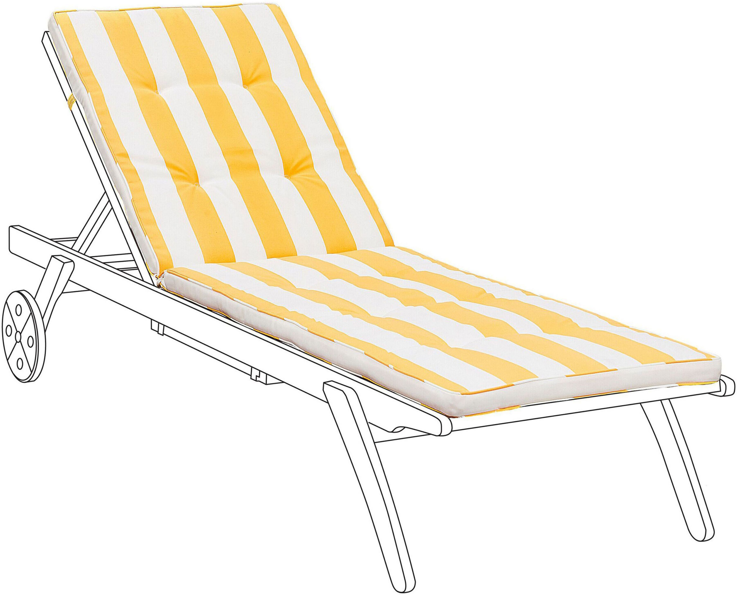 Beliani Outdoor Lounger Cushion Pad Yellow and White Fabric Padded