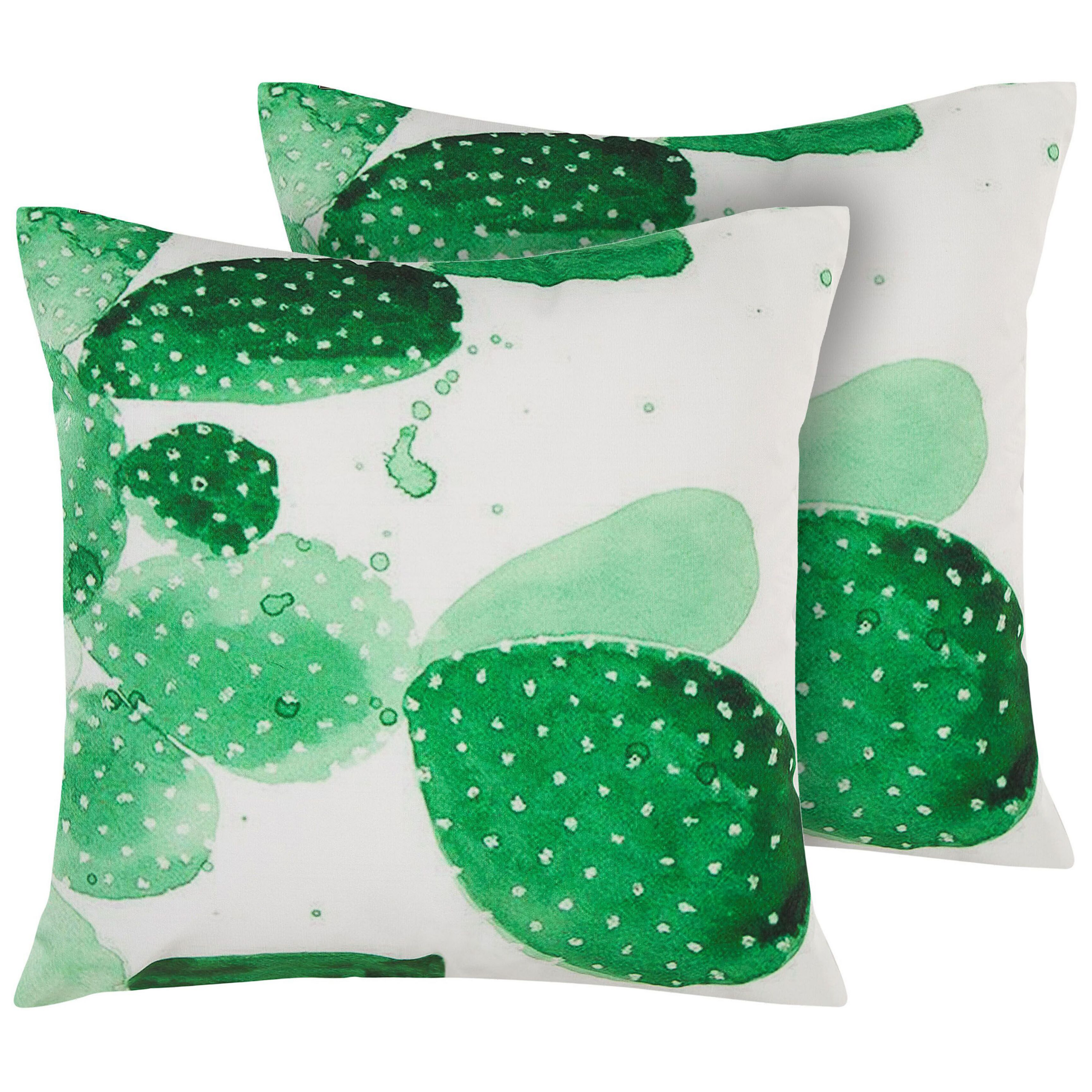 Beliani Set of 2 Garden Cushions Green Polyester Cactus Pattern 45 x 45 cm Modern Design Water Resistant