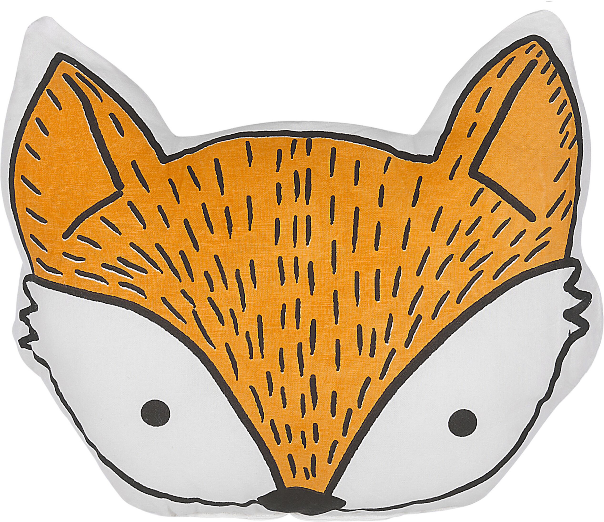 Beliani Kids Cushion Orange Cotton 50 x 40 cm Fox Shape Decorative Children Room Animal Print