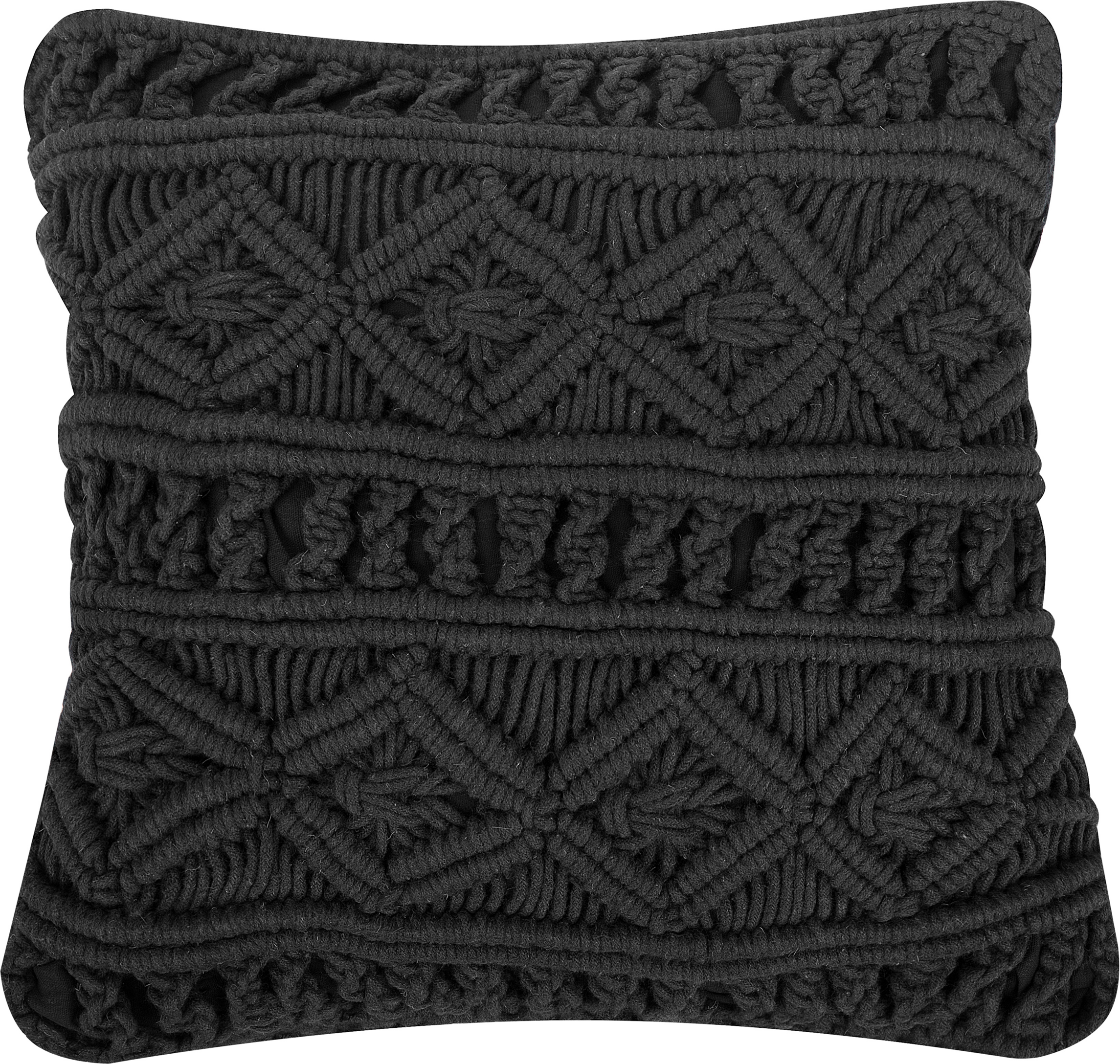 Beliani Decorative Cushion Black Cotton Macramé 45 x 45 cm Rope Boho Retro Decor Accessories