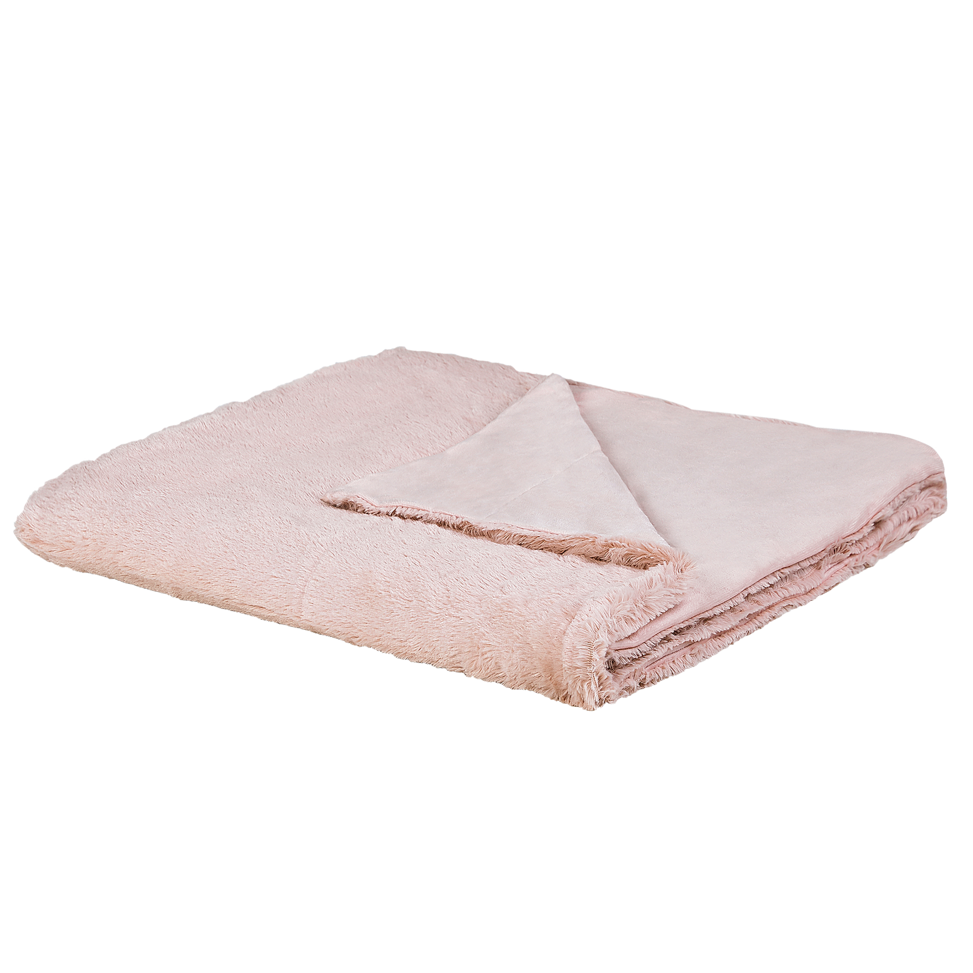 Beliani Blanket Throw Bedspread Pink Plush 180 x 200 cm Fluffy Bedroom