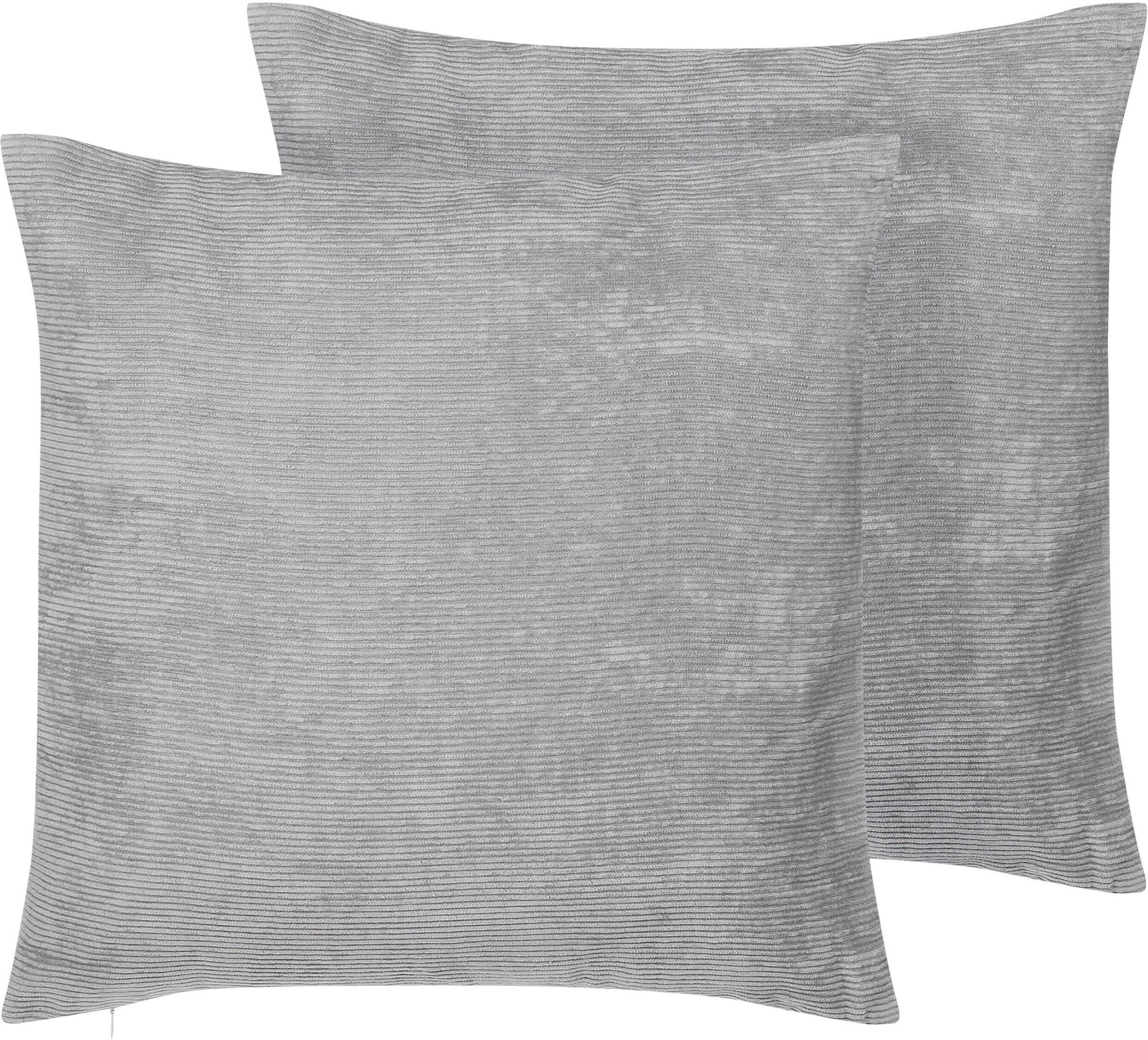 Beliani Set of 2 Decorative Cushions Grey Cord 45 x 45 cm Striped Modern Minimalist Cecor Accessories