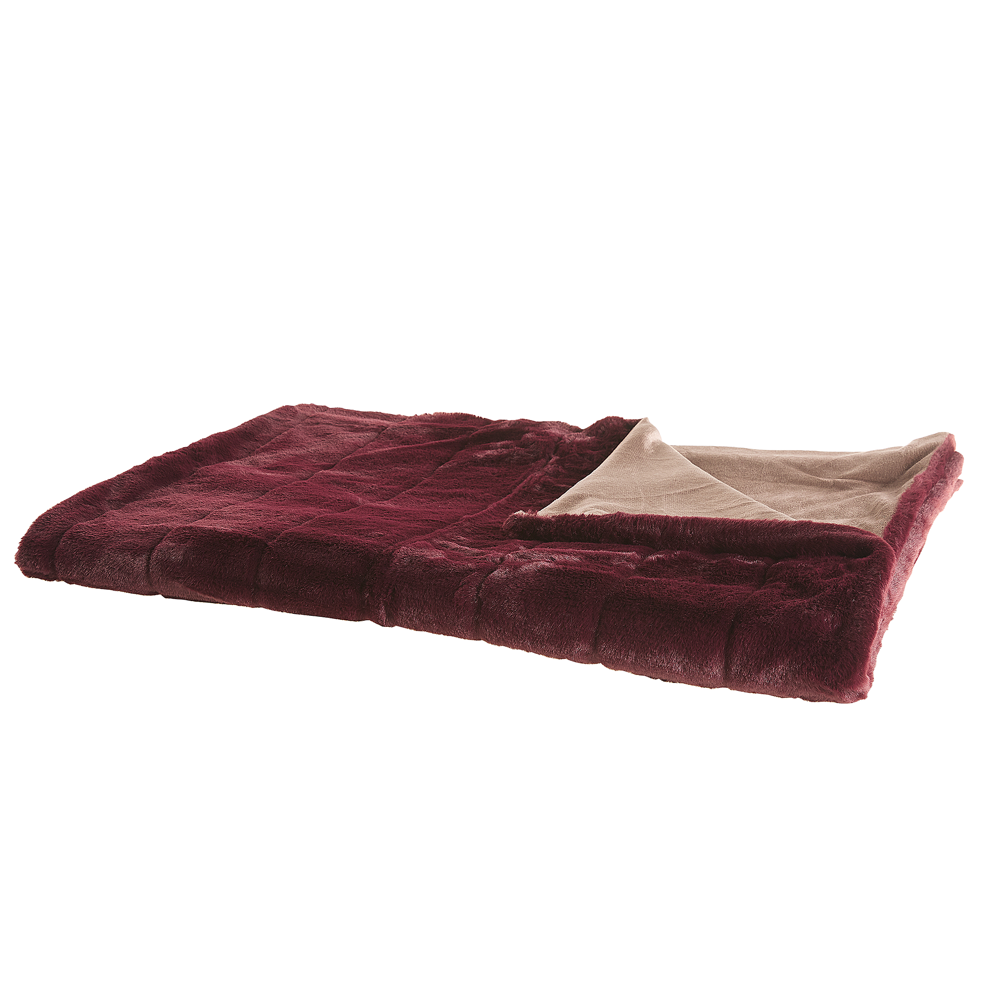 Beliani Blanket Burgundy Polyester Fabric 150 x 200 cm Retro Design Living Room Bedroom Throw Rectangular