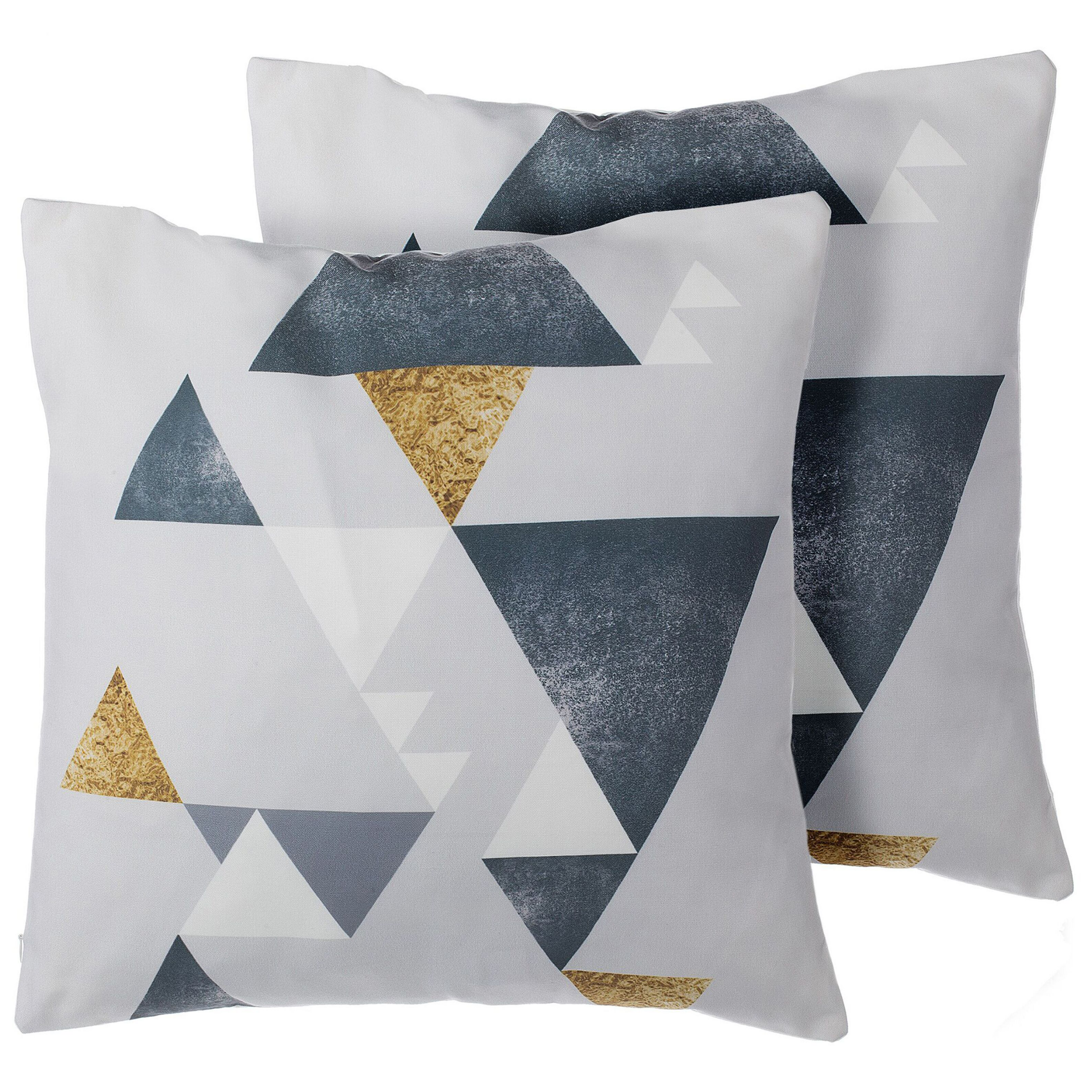 Beliani Set of 2 Decorative Cushions Multicolour Triangle Pattern 45 x 45 cm Geometric Print Modern Minimalist Decor Accessories