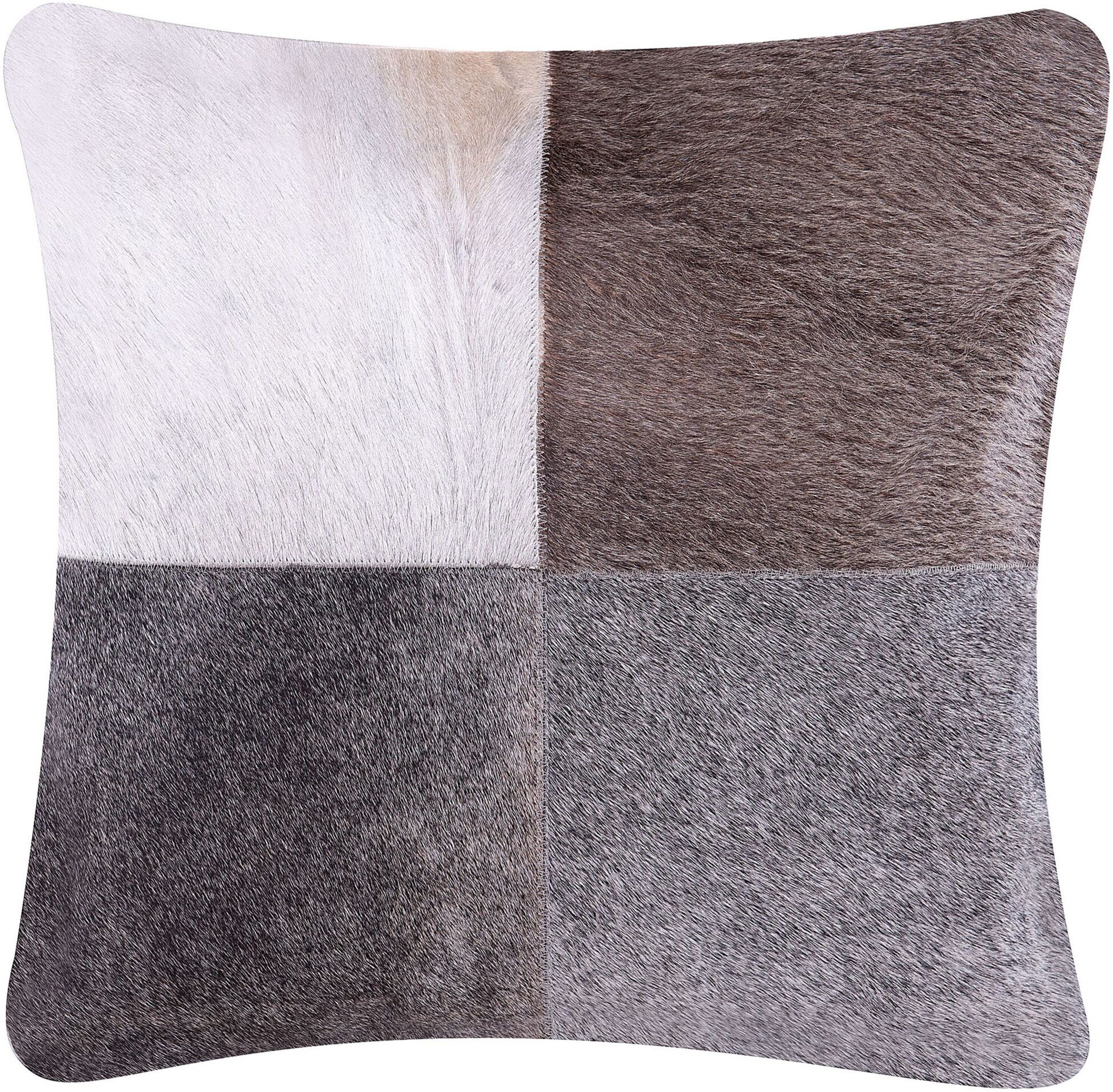 Beliani Decorative Cushion Grey Cowhide Leather Patchwork 45 x 45 cm Country Modern Decor Accessories