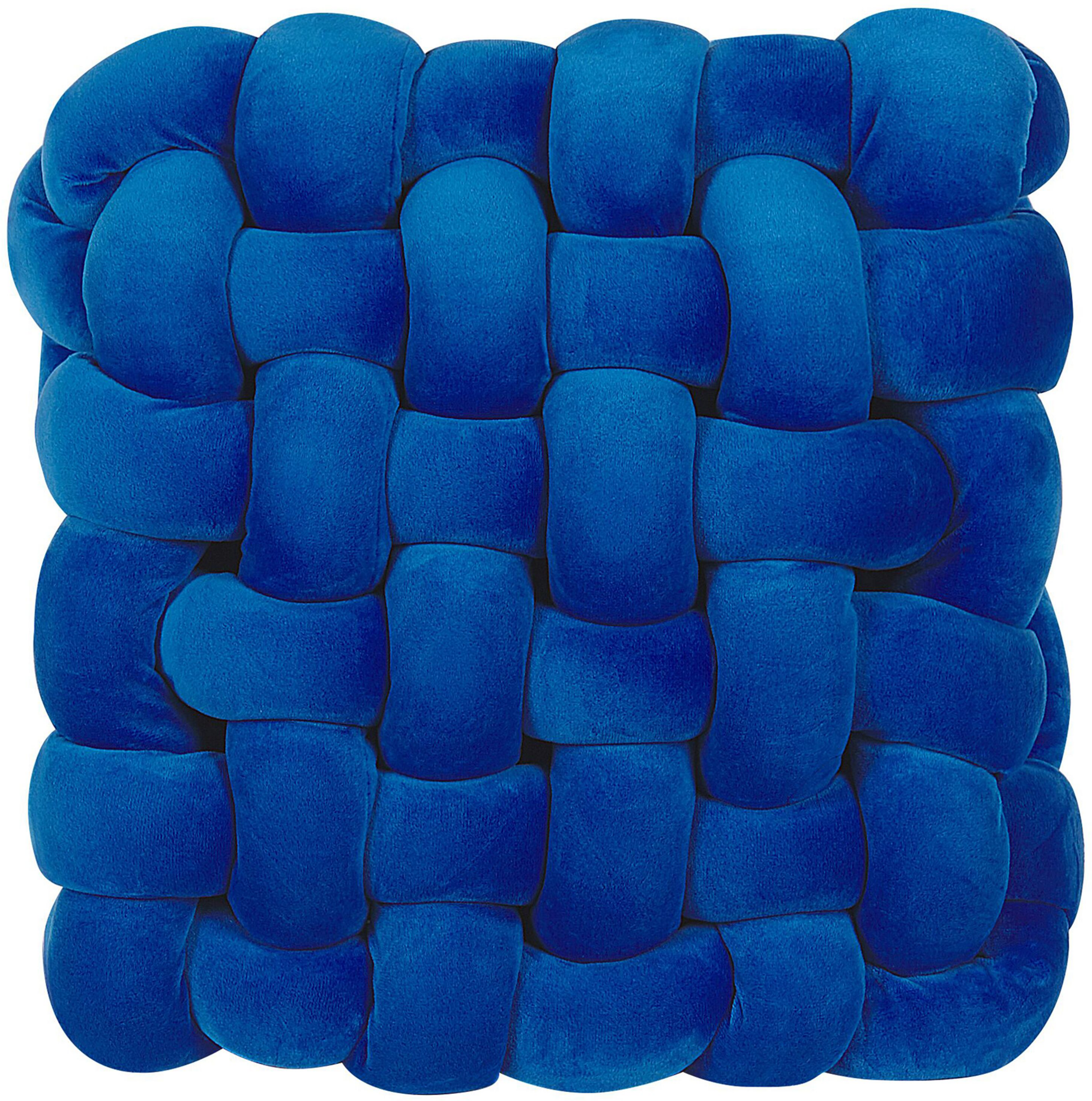 Beliani Knot Cushion Blue Velvet 30 x 30 cm Tied-Up Plushy Square Decorative Modern