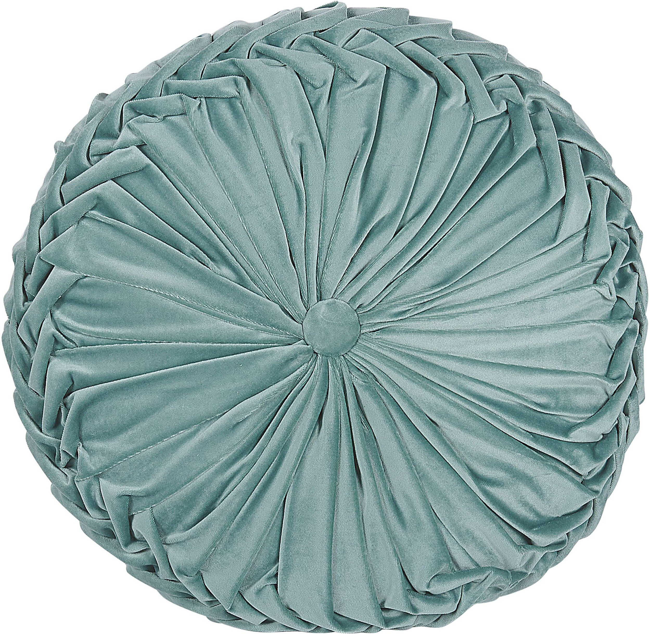 Beliani Decorative Cushion Mint Green Fabric with Pleats Round 40 cm Minimalist Modern Decor Accessories